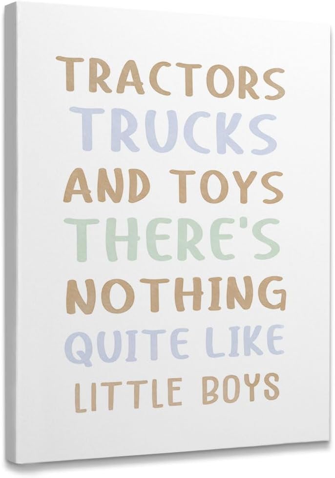 Tractors Trucks And Toys There’s Nothing Quite Like Little Boys Framed Canvas Wall Art Decor 11×14 inch, Baby Boy Nursery Print Painting Artwork Home Wall Decoration For Boys Kids Room Bedroom 14"L x 11"W Brown