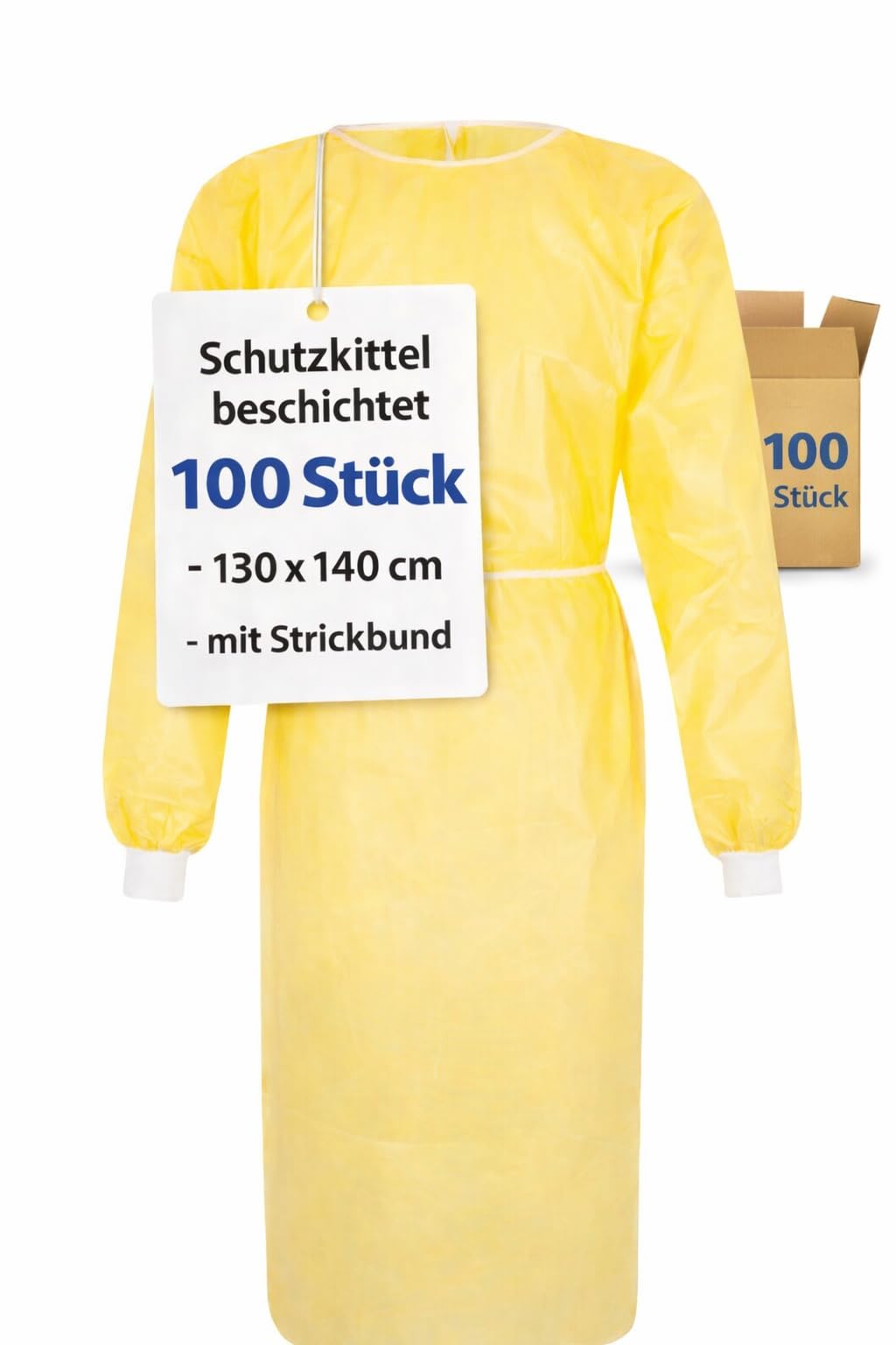 MRSA 100 sztuk żółtych fartuchów ochronnych – jednorazowe fartuchy ochronne z powłoką PE, płaszcz izolacyjny, fartuch operacyjny, fartuch dla gości, fartuch szpitalny, jednorazowy