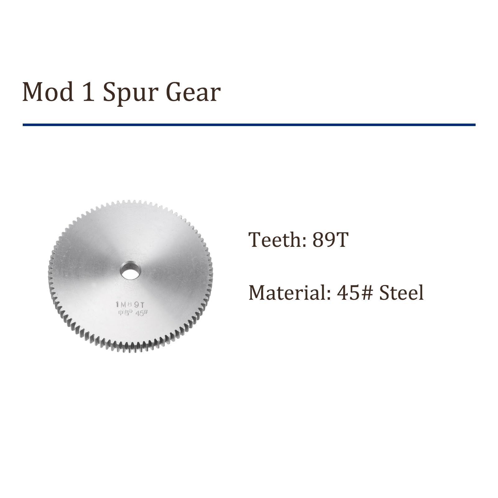 Engrenage Droit à Denture Droite Mod 1 de 89 Dents - [Alésage de 10 mm x Hauteur de 10 mm] Engrenage de Moteur pour Pièces de Voiture Modèle Rc, Acier 45#, Ton Argenté