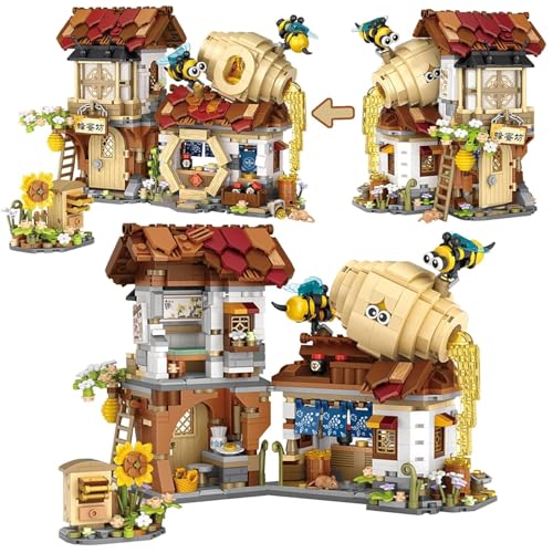 Image of SKY LINE OCEAN Honey Workshop Building Blocks Set (1242+ PCS) | Street View Mini Bricks Farmhouse Architecture Model Kit for Ages 14+ | Creative DIY Display Decor | 5 Year Structural Warranty