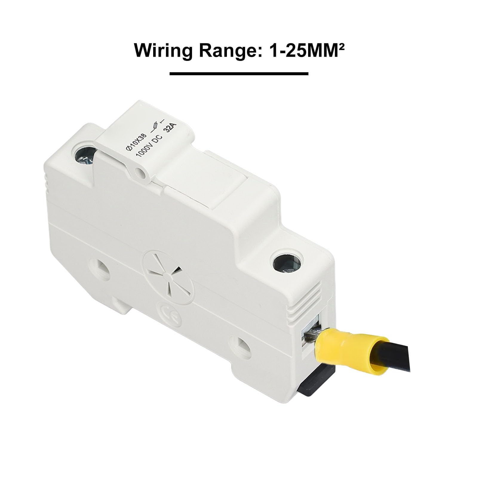 Set di fusibili fotovoltaici solari in Materiale ignifugo PA66 con 4 Supporti per Montaggio su Guida DIN e 6 fusibili cilindrici - CC 1000 V 32 A 10 x 38 mm per la Protezione di