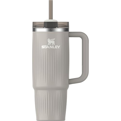 Stanley Quencher H2.0 Tumbler with Handle and Straw 30 oz | Flowstate 3-Position Lid | Cup Holder Compatible for Travel | Insulated Stainless Steel Cup | BPA-Free | Fluted Ash Gloss