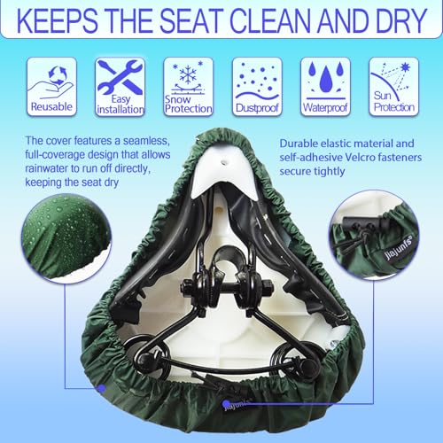 Image of Waterproof Bicycle Seat Covers Dustproof Rainproof UV-Resistant and Windproof Easy to Install and Clean Reusable Suitable for Men's and Women's City Bike and Wide Seats(2pcs Green)