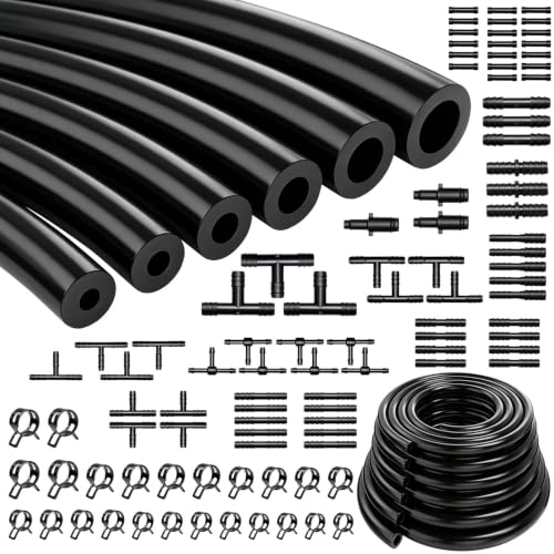 Image of Tnisesm 95Pcs Vacuum Line Kit, 5Ft Vacuum Hose Automotive with Vacuum Line Connectors& Clamps, High Performance Silicone Hose line Kit for Variety Car Piping System Replacement Vacuum Hoses