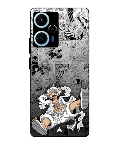 Image of Premium Anime 2 Case for Poco F5 (Glossy Finish) Soft-Touch Metal TPU Back Cover, Shockproof, Designer, Aesthetic Mobile Phone Case