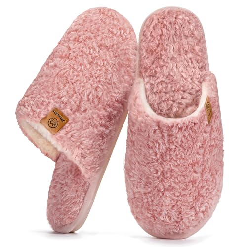 Image of Micolin Slippers For Women Men Fuzzy Winter Warm With Memory Foam House Comfort Fluffy Lining Anti-Skid Cute Indoor Outdoor Shoes