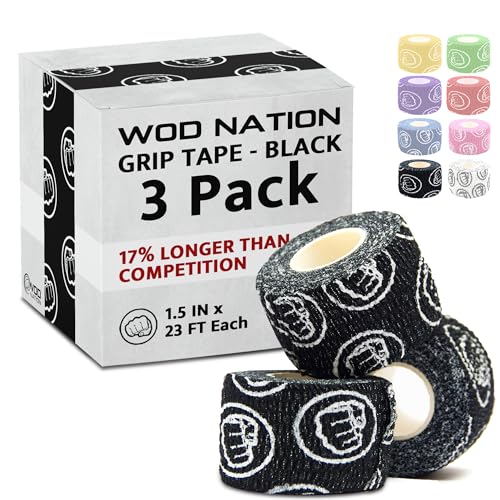 WOD Nation Flexible Hook-Grip Athletic Tape – Easy-Tear, Sweat-Pr...