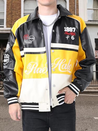 Image of Unisex Racing Jacket for Women Leather Jacket Women Oversized Trendy Streetwear
