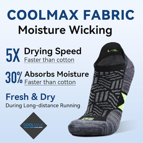 Busy Socks Men's Athletic Ankle Coolmax Running Socks Women's Cushioned Anti Blister Moisture Wicking Low Cut Socks 3 Pack3