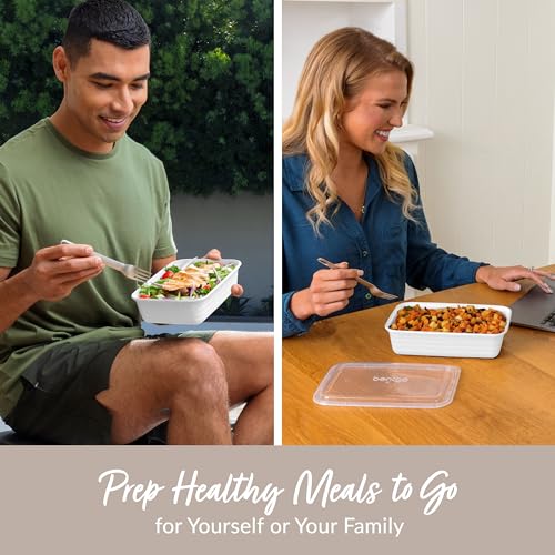 Image of Bentgo Prep 60-Piece Meal Prep Kit - Reusable PFAS & BPA-Free Food Containers, 1-Compartment, 2-Compartment, & 3-Compartments - Microwave, Freezer, & Dishwasher Safe (White Stone)