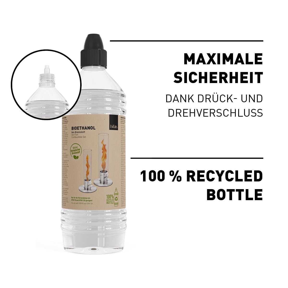 höfats Spin Bioethanol Brenngel 6x1L Nachfüllflasche Zubehör für Tischfeuer 90 120