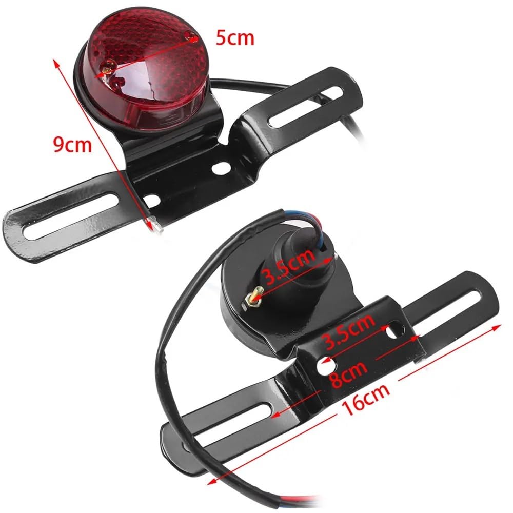 Fanale Posteriore Moto Stop Luce LUCE DI MARCIA TONDA A LED ROSSA PER MOTO ATV FRENO POSTERIORE SUPPORTO TARGA