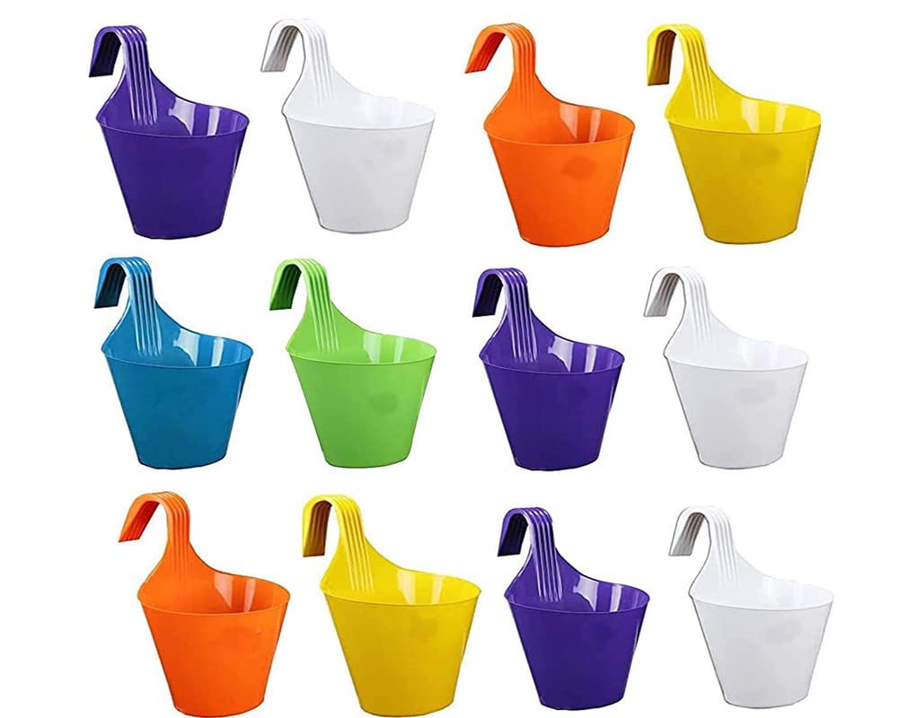Auto E-Shopping Plastic Hanging Planters 12 Inch Height for Home Balcony Garden Terrace Multicolor Flower Hanging Hooked Flower Pots 12 Pcs (B0C96F9GWT) Amazon Price History, Amazon Price Tracker