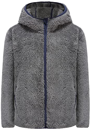Image of Girl's Jacket Kids Full Zip Ultra Soft Sherpa Fleece Hoodie Sweatshirt