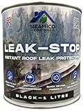 SIRAMICO COATINGS | Leak Stop Rapid Roof Repair BLACK Paint | 1 Litre | Instant Waterproof Roof Sealant | Perfect for Flat and Pitched Felt, Shed & Garage Roofs | Can Be Applied to Damp Surfaces