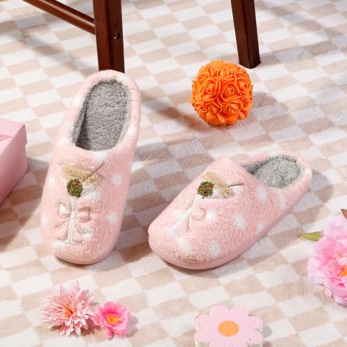 Image of Espresso Martini Slippers for Women Men,Fuzzy Warm Martini Glasses Slippers,Funny Soft Creative Design House Shoes