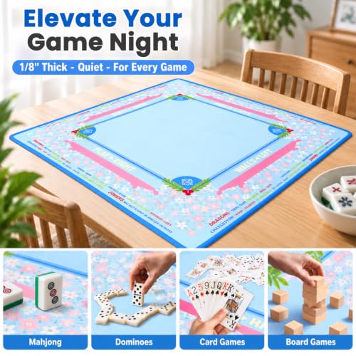 Image of PATPAT Square Mahjong Mat for Table 4 Players 31.5x31.5in Rubber Anti-Slip