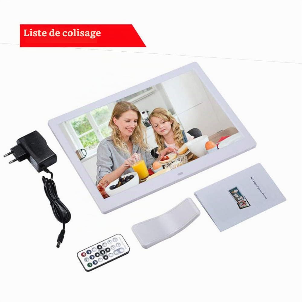 Cadre Photo Numérique 13 Pouces HD avec Télécommande Et Detecteur De Mouvement Cadre Photo Electronique LED Cadre 1080P 16:9 Cadre Photo Digital Compris l'horloge MP3 MP4 Calendrier,Black