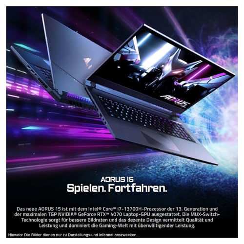 Gigabyte AORUS 15 Gaming Laptop, 15" QHD Display, Intel Core i7-13700H, 64 GB DDR5 RAM, 1 TB SSD, NVIDIA RTX 4070, QWERTZ Tastatur, Windows 11 Home, Black – Bild 8