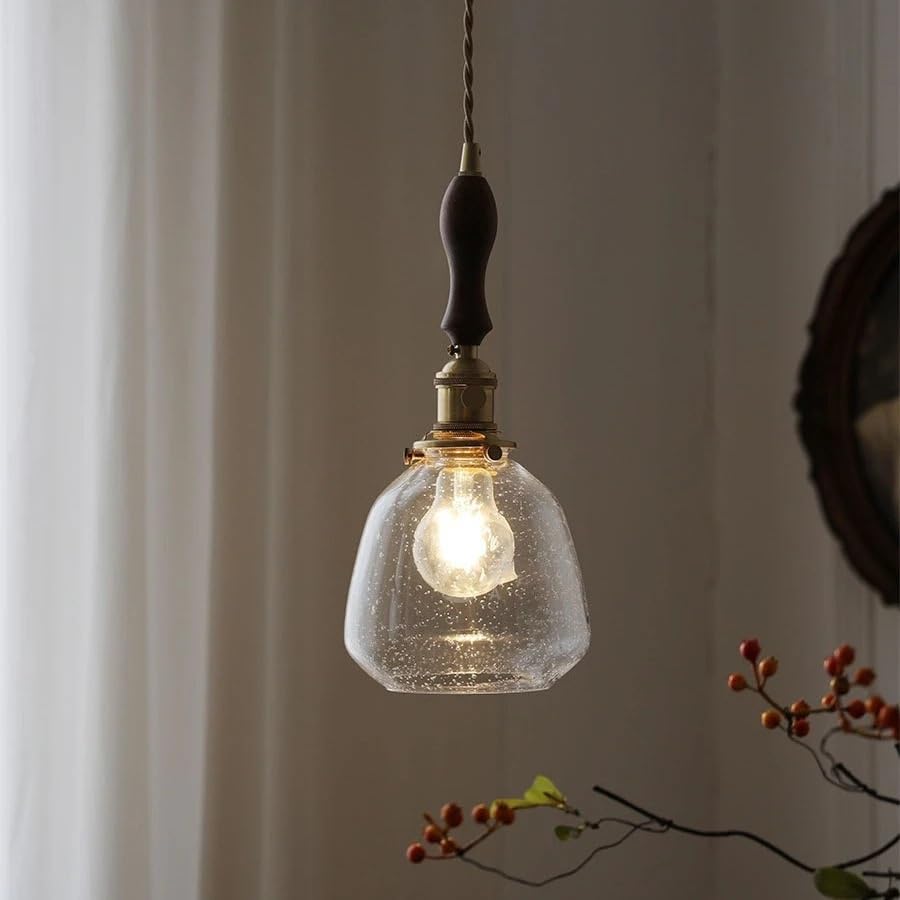 Lustre moderne LED en bois anti éblouissement pour chambre