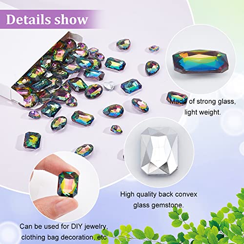 FINGERINSPIRE 64 Pcs 4 Shapes Pointed Back Rhinestone Glass Rhinestones Gems Colorful Rectangle/Teardrop/Heart/Oval Crystal Jewels Embelishments with Silver Plated Back Faceted Stone for Craft Making - Image 4