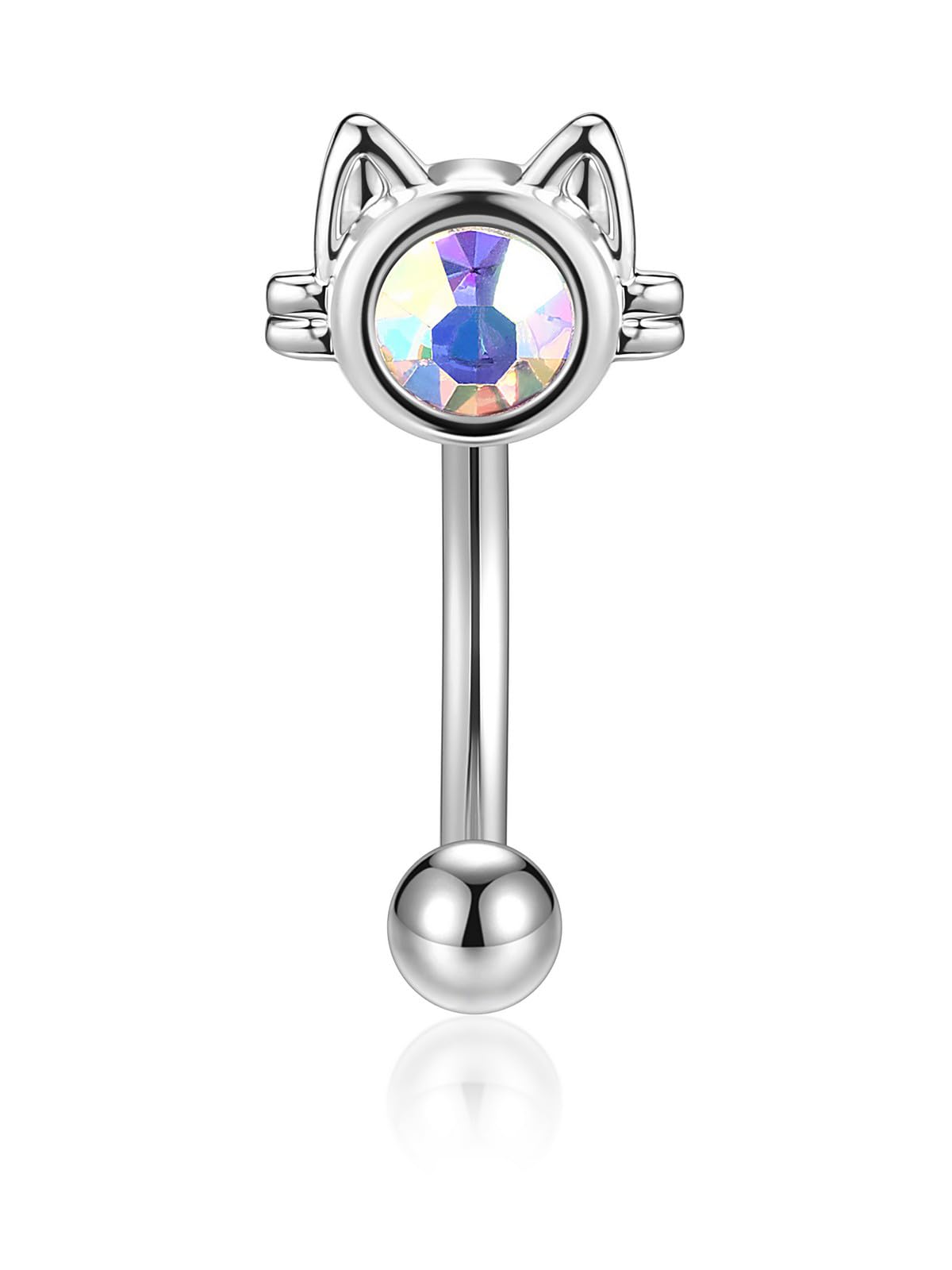 JSDDE Rook Piercing Katze-Form Augenbrauenpiercing 1,2mm/16ga 8mm Barbell Bauchnabelring Banane Lippe Helix Daith Ohrringe