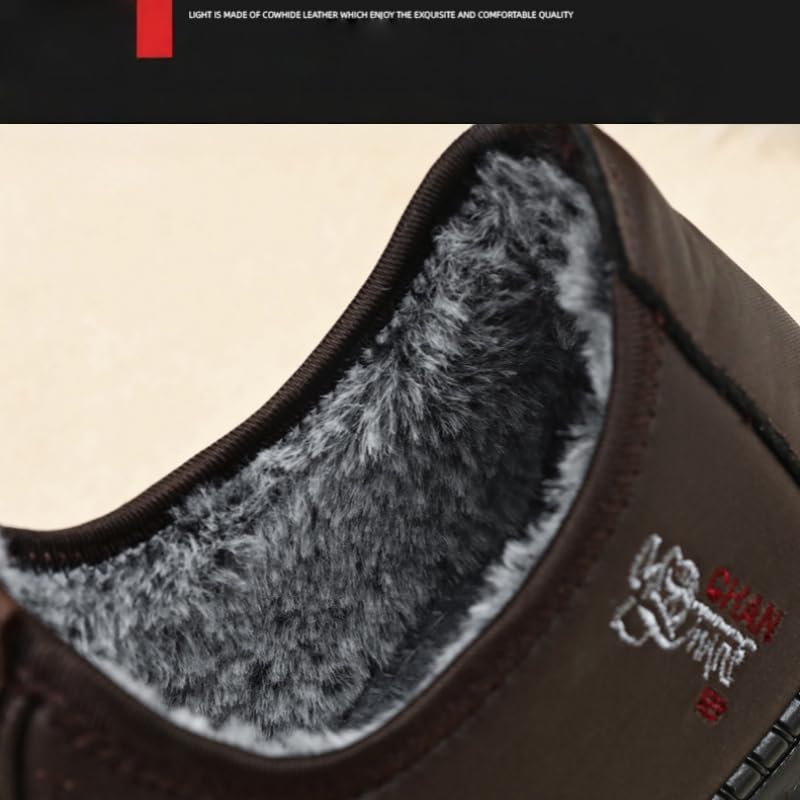 Men's Winter Walking Shoes - Mid-Top Fleece-Lined Casual Sneakers with Anti-Slip PU Sole, Slip-On Design, Round Toe - Daily Comfort for Fall/Winter2