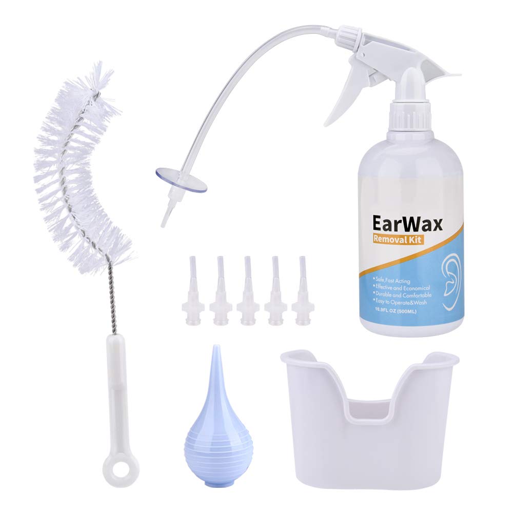 Dyhqq Ear Wax Remover Tool, Safe Ear Cleansing Kit Earwax Removal Pump Washer Kit - Includes Spray Bottle, Basin, Bulb Syringe, Cleaning Brush And 5 Extra Tips