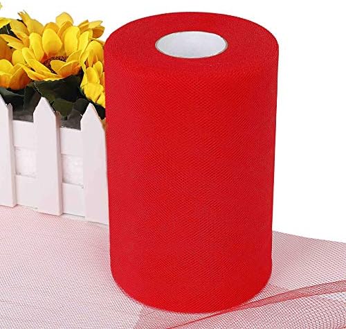 QIMEI-SHOP Tiulowa rolka 15 cm x 91 m rolka tiulu do samodzielnego wykonania spódnicy tutu, rzemiosła, na wesele, Boże Narodzenie, imprezę, dekoracja, czerwona