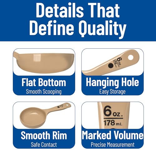 Image of Carlisle FoodService Products Measure Miser Plastic Measuring Spoon with Short Handle, 6 Ounces, Beige
