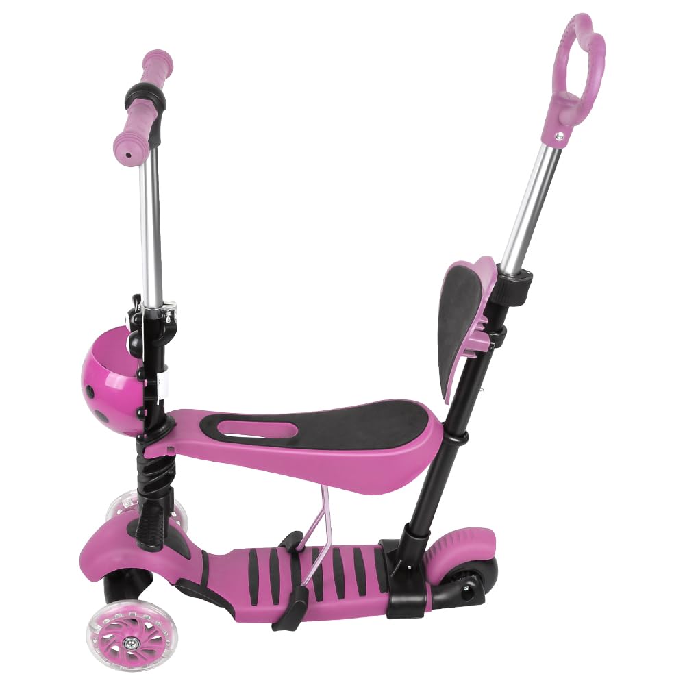 Trottinette pour Enfants à 3 Roues,Trottinette Pliable,Tout-Petits, Hauteur Réglable, Plateau Antidérapant,3 Roues LED élégantes,Charge Maximale 80 kg