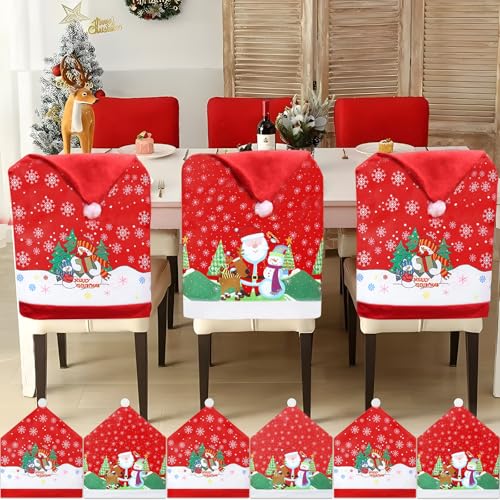 BBLTIFF Stuhlhussen Weihnachten 6er Set, Stuhlhusse Weihnachten 60 ×...