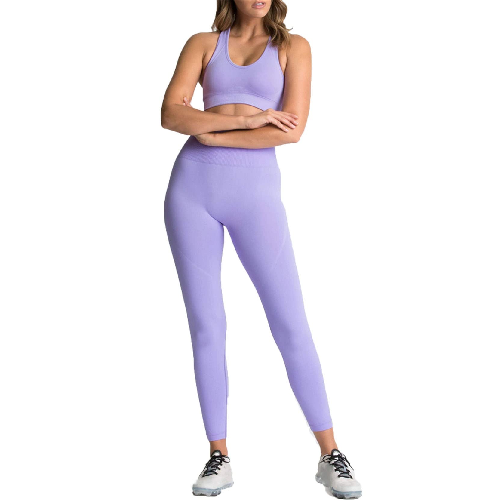 Damski strój sportowy do jogi, dres treningowy, zestaw do treningu dla kobiet, 2 sztuki, wysoki stan, legginsy do jogi, zestaw sportowy biustonosz bez ramion, Crop Top Gym odzież bezszwowa do fitnessu, dres do joggingu