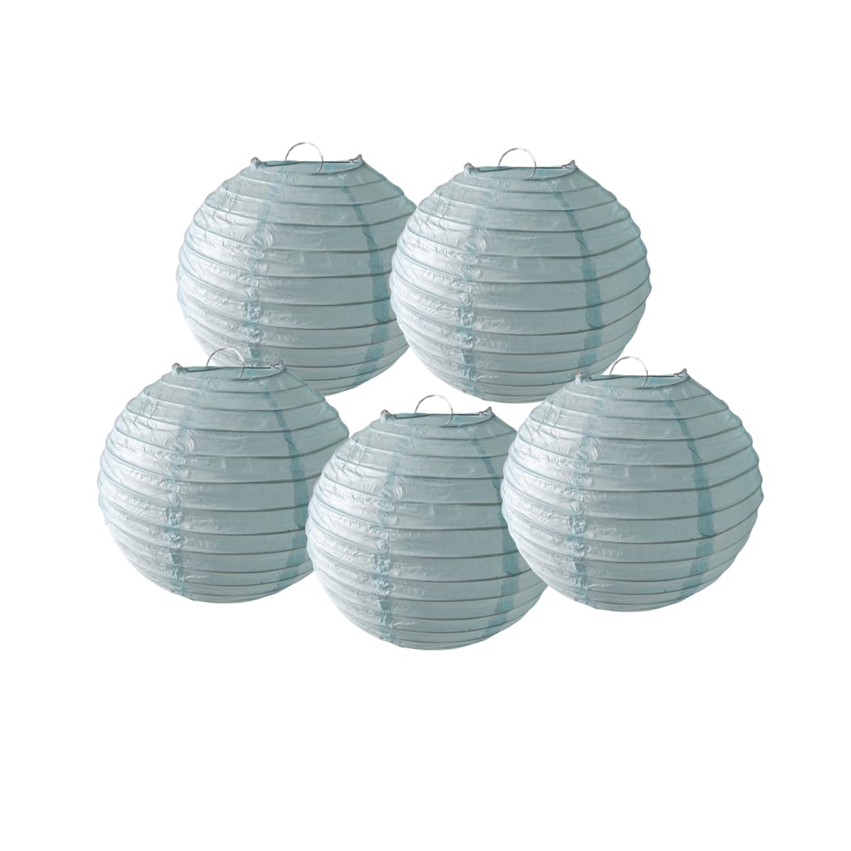 SrchJoy Paper Lanterns Pack of 5 Chinese Wedding Paper Lantern lampshade Lights Round Hanging Lantern for Birthday Party Decorations (Light Blue, 5 Pcs - 4" (10cm))