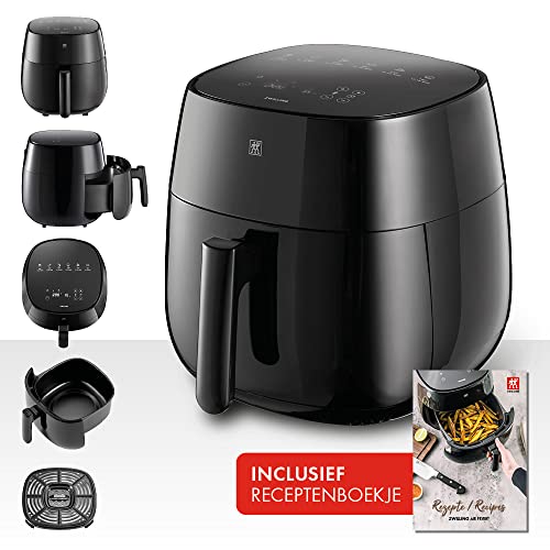 ZWILLING Air Fryer, heteluchtfriteuse, 4 l, 6 programma's, 1.400 watt, frituren, koken en bakken zonder vet, incl. receptenboek, zwart - Afbeelding 3
