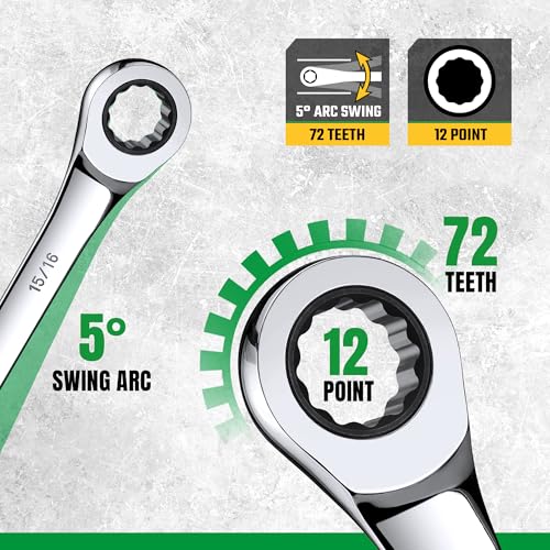 Clés à cliquet 72 dents pour débloquer les écrous SAE difficiles d'accès - 6