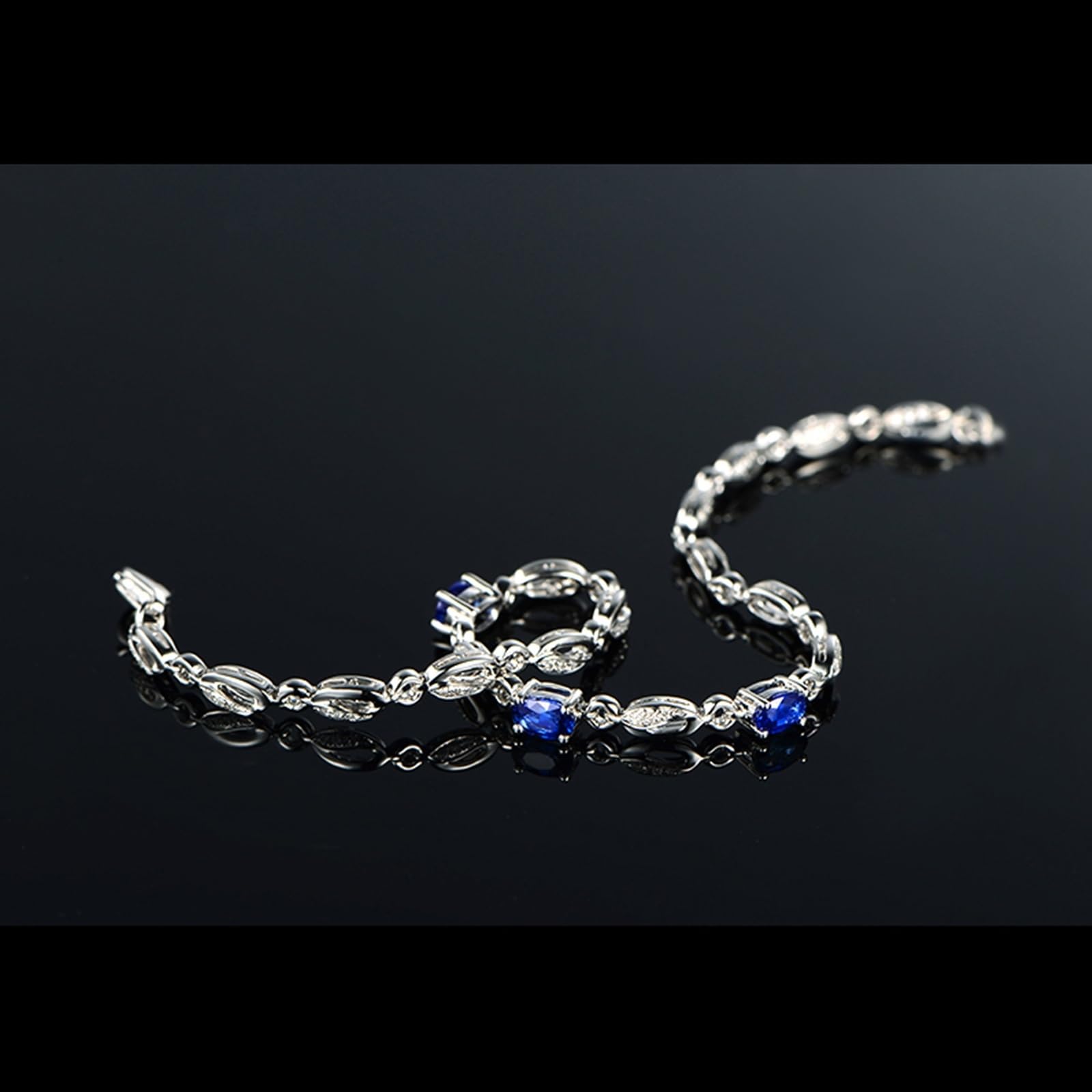 Bransoletka z białego złota 750/585/375, szafir damska bransoletka 1,15ct 16-20 cm diament, bransoletki ślubne dla chłopaków