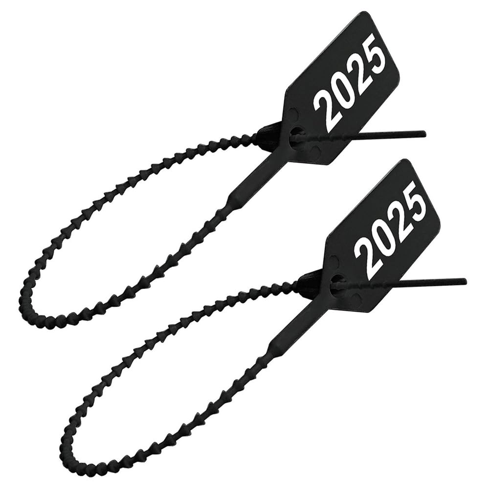 2025 Dated Fire Extinguisher Tamper Seals, Zip Ties - Black (Lot of 1000)