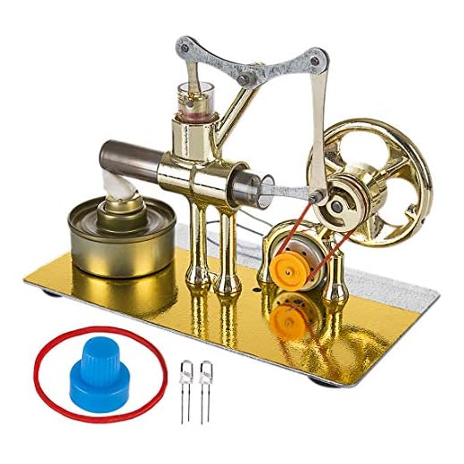 Yamix Stirling Engine Kit, DIY Single Cylinder Balance Stirling Engine Model Science Experiment Kit Education Toy with All-Metal Base