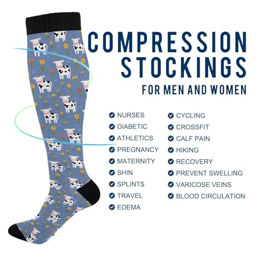 ALAZA Giraffe Cartoon Leaves Compression Socks for Women Men Circulation Long Socks Running Athletic Cycling4