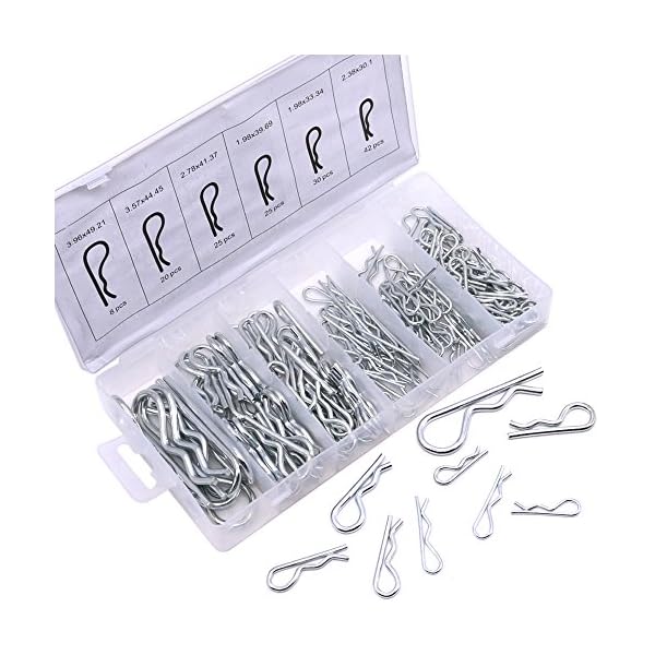 glarks Trainingsunterlagen für Heavy Duty Zink versilbert Haar Pin Kurbelkeil Anhängerkupplung Pin Sortiment Kit – Bild 4