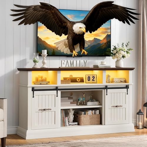 Farmhouse TV Stand for 75 Inch TV, 32