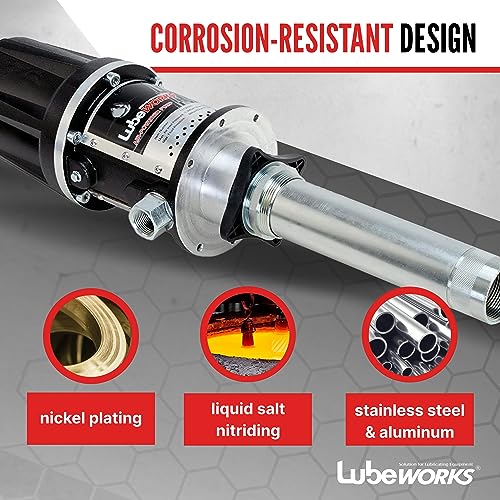Image of Lubeworks Oil Transfer Pump Air Operated Pneumatic 40lpm / 10.6gpm Heavy Duty 5:1 High Fluid Pressure 870Psi for SAE240 Oils /Fluids (NOT for Gasoline or Diesel)
