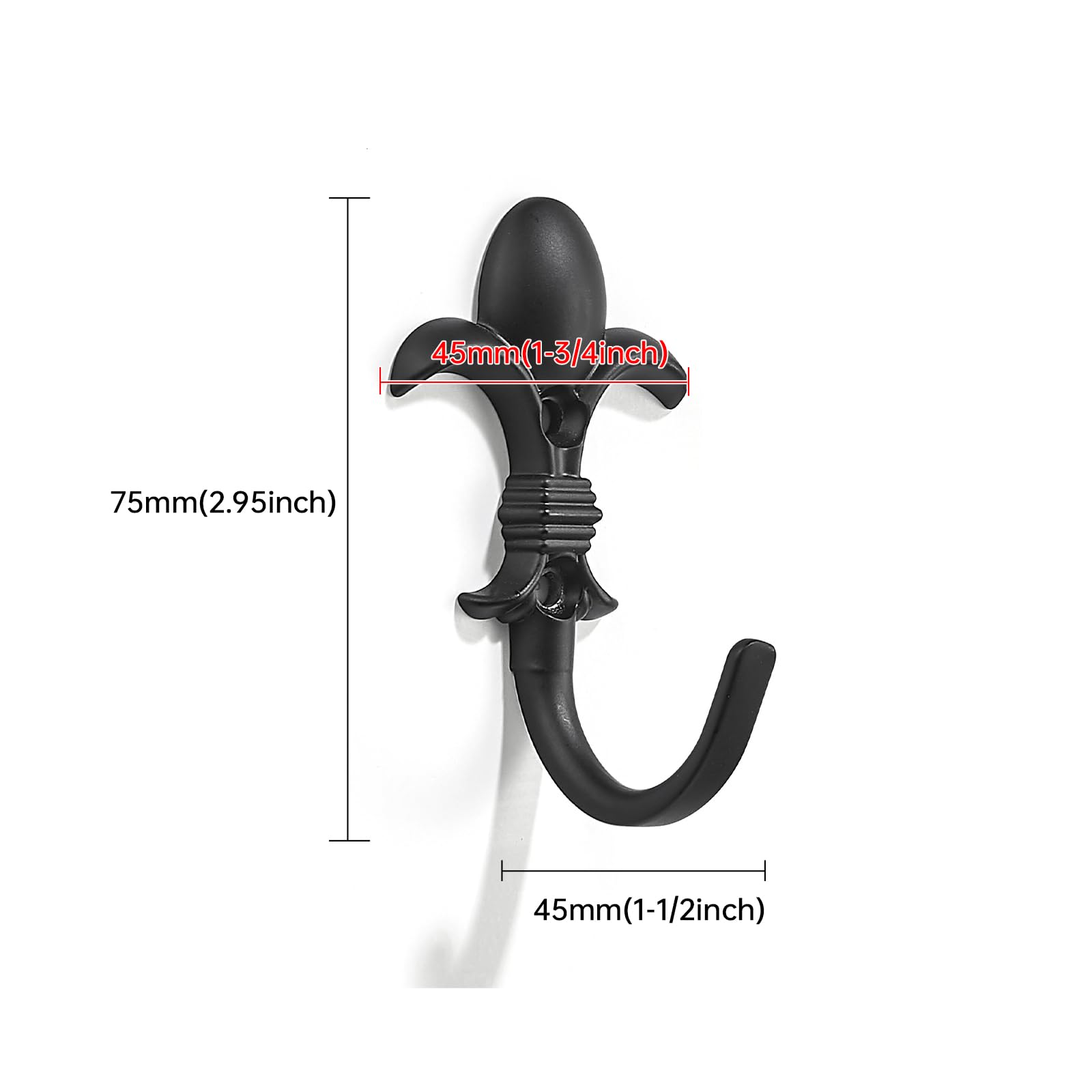 KHTUMEWARE-HK115 Matte Black Coat/Robe Hooks 5-Pack in Matte Black — KHTUMEWARE