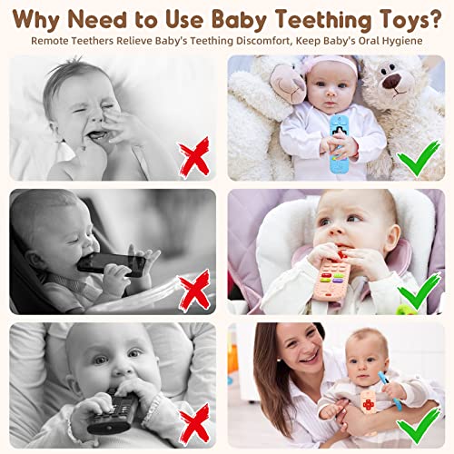 Teething Relief Teethers Toys For Babies 0-6-12 Months Gifts, Silicone Remote Control Baby Teething Toys For 3 6 9 Months Newborn Infant Boy Girl Autism, Food Grade Silicone Sensory Bath Toys #TOP4