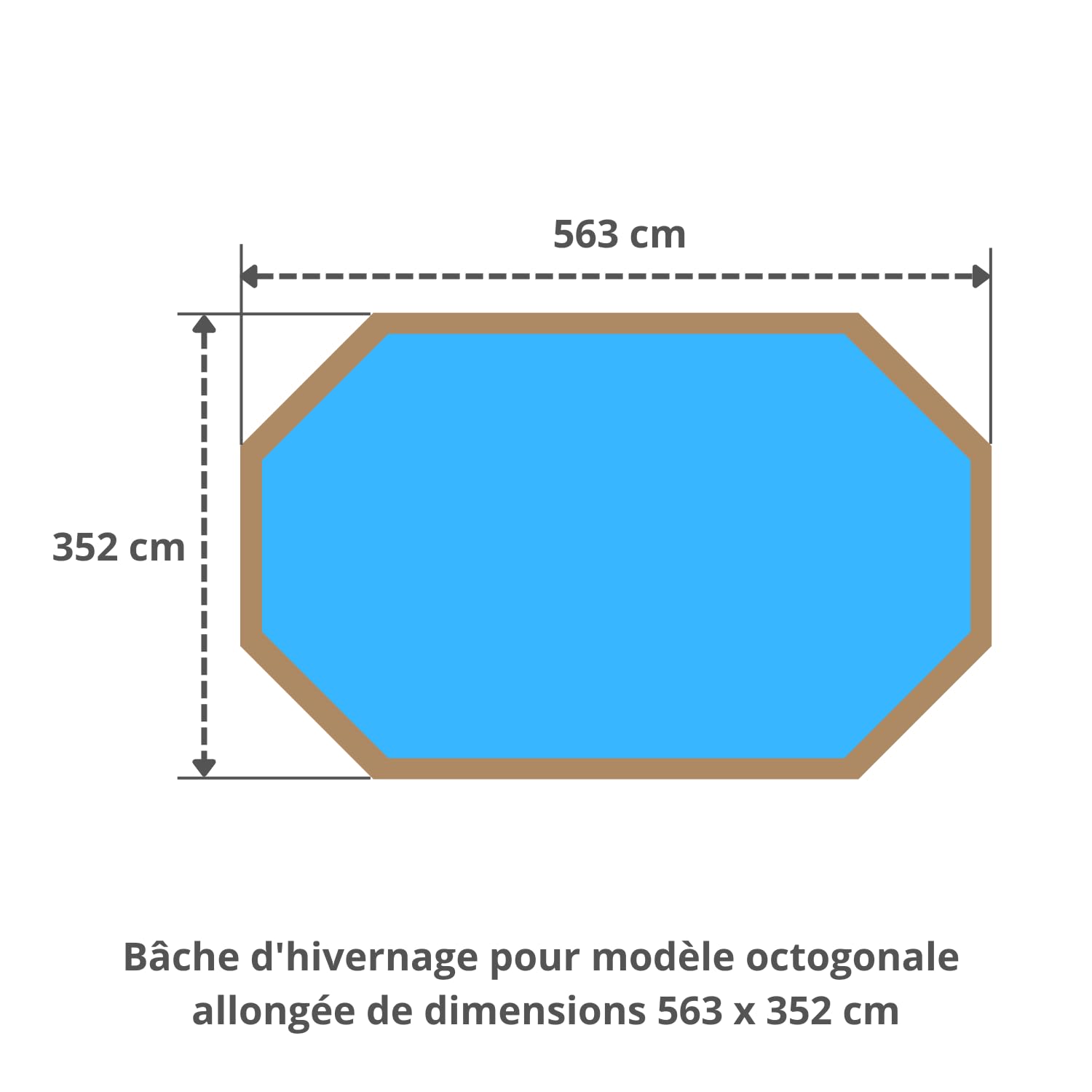 Bâche hivernage Piscine Hors Sol Montana SPR 563 x 352 cm - Toile PVC 640 g/m² Gris - Couverture Hiver
