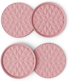 Wingcases Silicone Coasters for Drinks[4 Pack]- Cup Mat for Tabletop Protection-Non-Slip, Non-Stick, Coffee Table Decor, Great Gift for Any Occasion, Soft Pink
