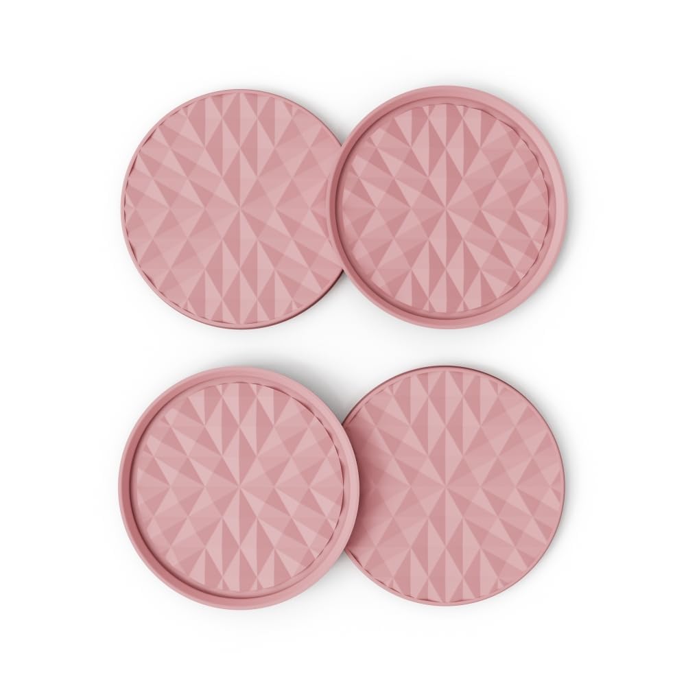 Wingcases Silicone Coasters for Drinks[4 Pack]- Cup Mat for Tabletop Protection-Non-Slip, Non-Stick, Coffee Table Decor, Great Gift for Any Occasion, Soft Pink