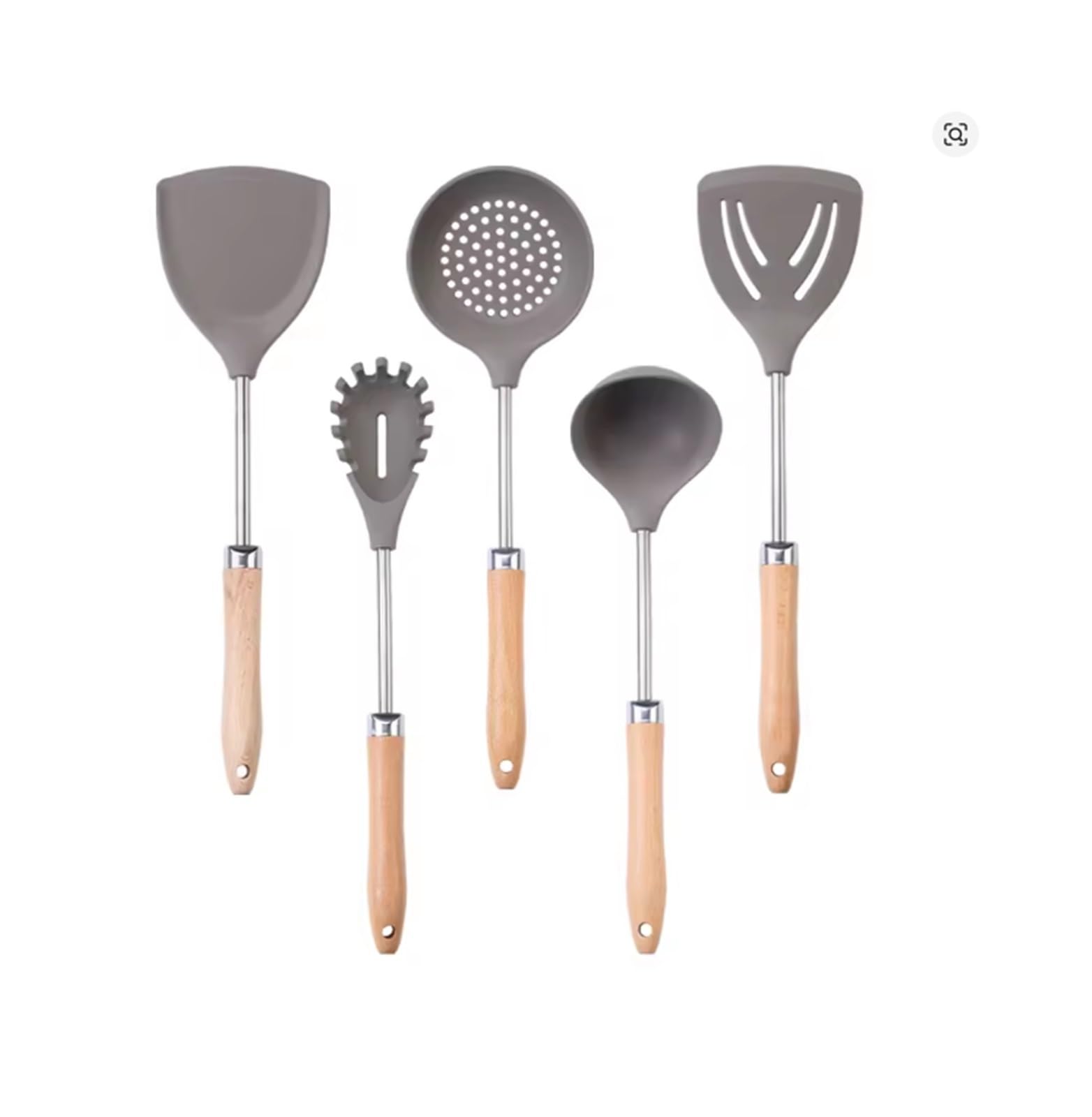 Küchenhelfer-Set aus Silikon mit Holzgriff, hitzebeständige Pfannenwender und Löffel(K05)