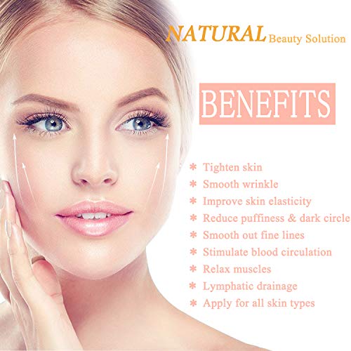 Rose Quartz Roller Jade Roller for Face - Natural Crystal Quartz Facial Face Roller Massager Face Gemstone Healing Toning Skincare Tool for Anti Aging Wrinkle Removal Slim Face(Pink Color)